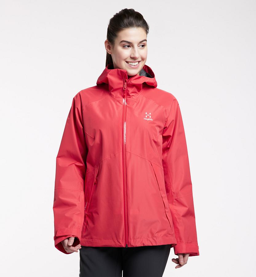 Haglöfs Skuta Waterproof Jacket Red For Womens NHSKU2184 Australia